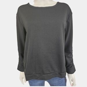 Muk Luks Long Ruched Sleeve Pullover Sweatshirt Size PM